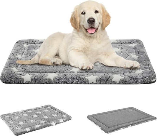EMPSIGN Dog Crate Pad - Reversible Kennel Mat (Cool & Warm), Machine Washable, Cozy Star Pattern Sleeping Pad for Small Medium Large Dogs, All-Season Pet Bed, Suitable for 30"x20" Dog Crate, Grey