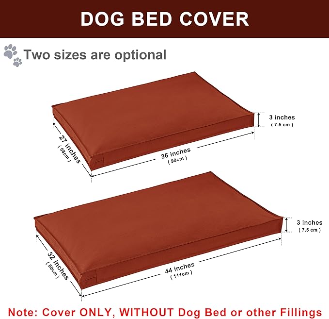 Dog Bed Covers Replacement Washable, Waterproof Dog Bed Cover with Zipper, 36Lx27Wx3H inch Durable Oxford Pet Bed Cover for Outdoor/Indoor Use, Cover Only, Tangerine