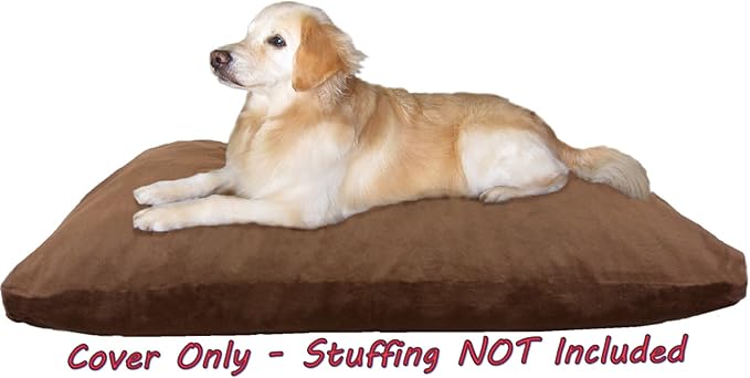 Dogbed4less 40X35X4 Inches Extra Large Size Brown Color Denim Jean Dog Pet Bed External Zipper Cover - Replacement Cover only