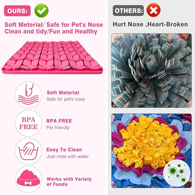 Snuffle Mat for Dogs16“x16”,Premium Silicone Dog Food matInteractive Feed Game for Boredom,Encourages Natural Foraging Skills and Stress Relief for Large Dogs Smell Training Slow Feed Mat P