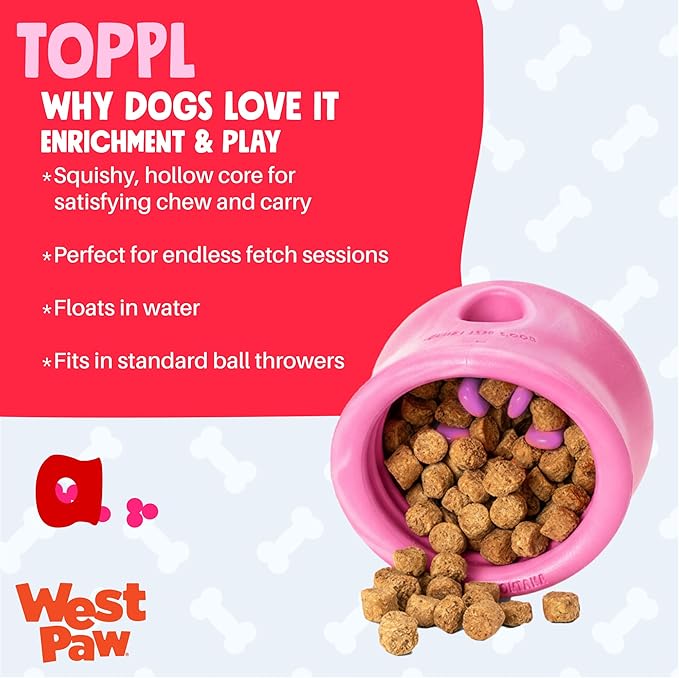 WEST PAW Zogoflex Toppl Interactive Treat Dispensing Puzzle Dog Toy for Mental Stimulation & Enrichment-Holds Kibble & Treats-Lickable, Freezable & Dishwasher Safe-Made in USA-XL-Candy Swirl