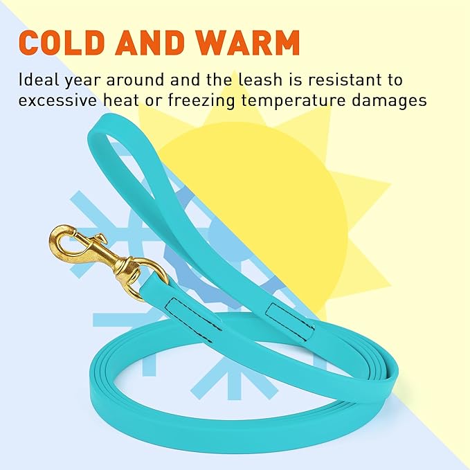 Viper Biothane K9 Working Dog Leash Waterproof Lead for Tracking Training Schutzhund Odor-Proof Long Line with Solid Brass Snap for Puppy Medium and Large Dogs, 10ft Sky Blue