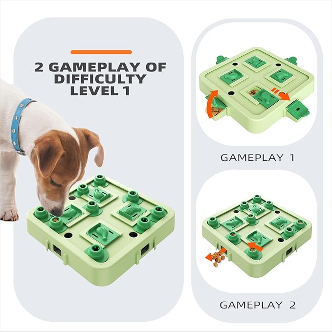 KADTC Dog Chess Puzzle Toy, Large Size, U.S. Brand & Design, 3 Levels of Step-by-Step Challenge for Smart Dogs Interactive Boredom Buster Mental Stimulation Enrichment Toys Puppy Treat Brain Puzzles
