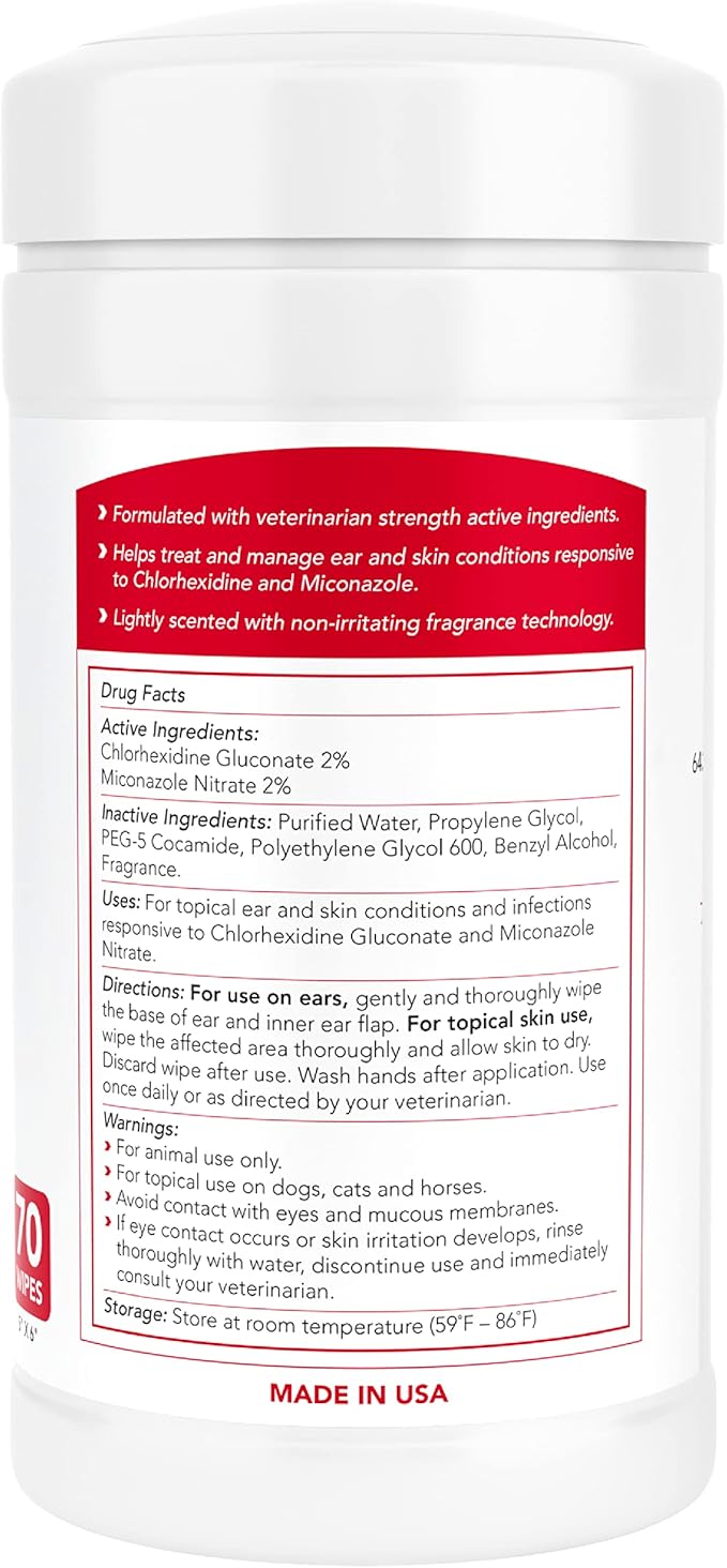 Nootie Medicated Dog Wipes, 2% Chlorhexidine and 2% Miconazole Formulated Pet Wipes for Dogs and Cats - 5"x 6" Size XL Wipes - 70 Count - Sold in Over 10,000 Vet Clinics and Pet Stores Worldwide