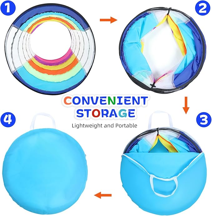 Colorful Baby Play Tunnel for Toddlers with 2 Mesh Sides, Kids Crawling Tunnel Play Tent Pop Up Toddlers Tunnel, Cat Tunnel for Dogs Pets Indoor Outdoor Toy Gift
