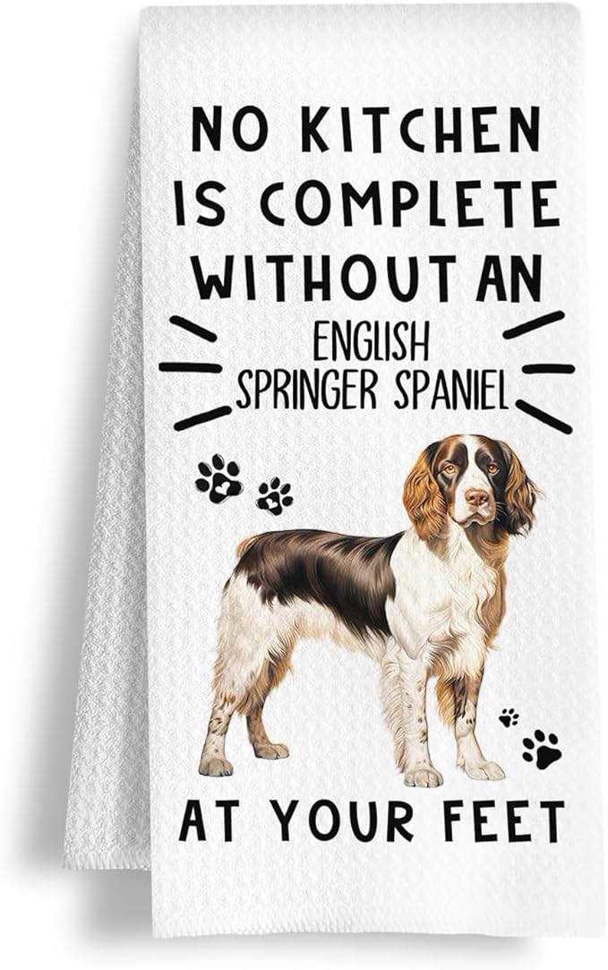 Funny English Springer Spaniel Hand Towels for Kitchen Home Bathroom Decor, A Kitchen is Not Complete Without an English Springer Spaniel Dish Towel, Dog Lovers Gift, 16×24 Inch