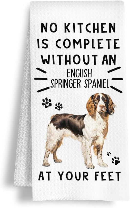 Funny English Springer Spaniel Hand Towels for Kitchen Home Bathroom Decor, A Kitchen is Not Complete Without an English Springer Spaniel Dish Towel, Dog Lovers Gift, 16×24 Inch