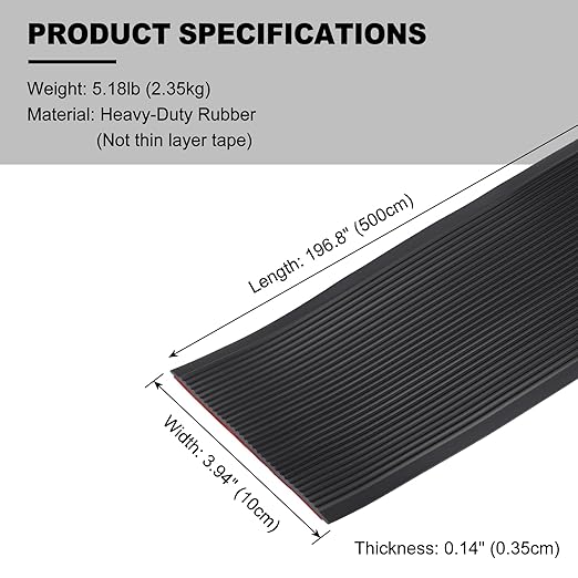 Gaahing Heavy Duty Anti-Slip Stair Treads, Peel and Stick Rubber Grip Strip for Outdoor Indoor Steps & Ramps (196.8" L x 4" W, Black)