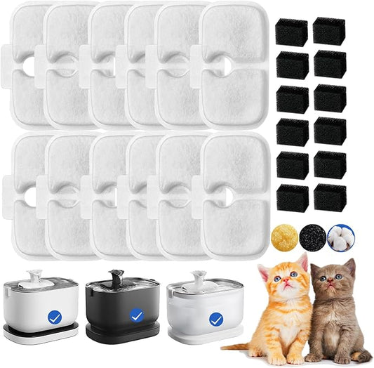 Cat Water Fountain Filter,12 packs Pet Fountain Filter Replacement for Pet Fountain,Filters Replacements fit for Petlibro Dockstream Cat Water Fountain PLWF005/PLWF115/PLWF105