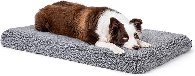 Stoutwool 4" Indestructible Dog Bed - Orthopedic Chew Proof Dog Crate Pad - Fluffy Kennel Mat for Aggressive Chewers - Ideal for Large Breeds & Fits 36-Inch Crate - 35"x22", Charcoal