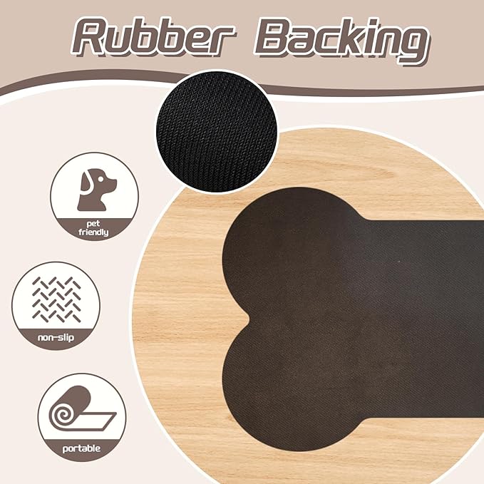 Le couranT Dog Food Plastic Placemat, Bone Shaped Water Absorbent Pet Food Mat, Non Slip Placemat for Pets Bowl and Water,Dog Food Mat,Pet Accessories Supplies, Bone Shaped -12x19 in