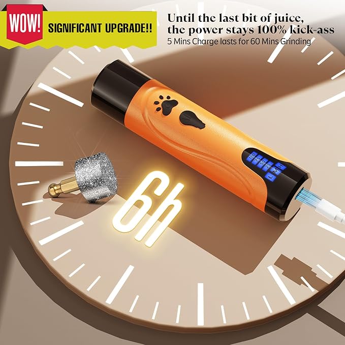 YABIFE Dog Nail Grinder, Dog Nail Trimmers and Clippers Kit, Super Quiet, Rechargeable, for Small Large Dogs Cats Toenail Claw Grooming,3 Speeds