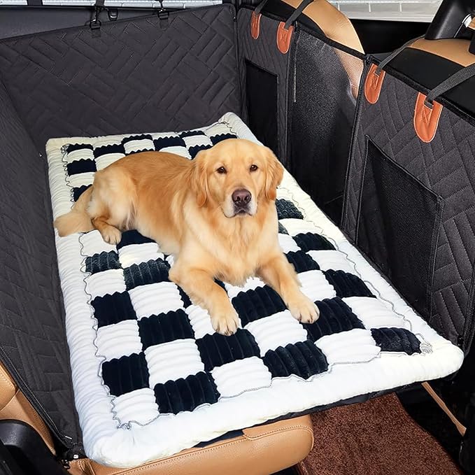 Dog Bed for Car with Pillow,Thickened & Durable Backseat Pet Bed Mat,Dog Seat Cover for Car Back Seat,Non-Slip Travel Pet Mat,Fit for Backseat Extenders and Seat Covers,Easy to Clean (23.5"x51")