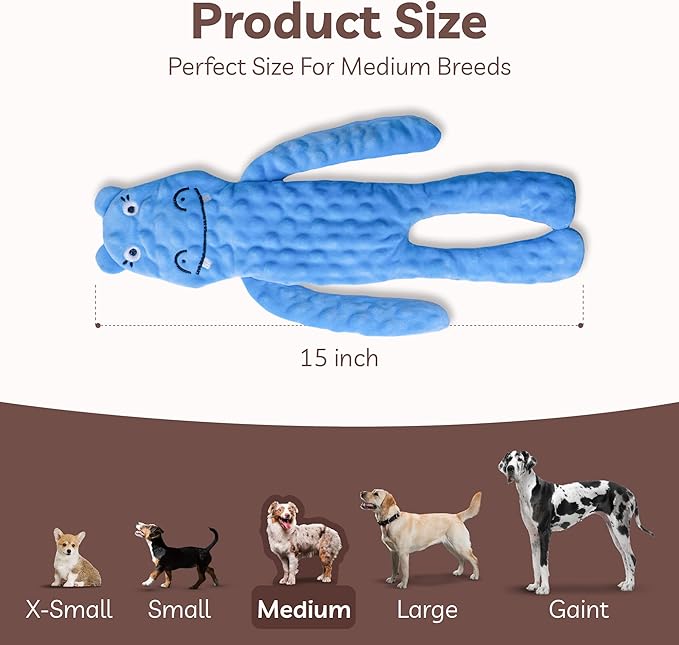 SHARLOVY No Stuffing Dog Toys Squeaky for Large Dogs, Crinkle Puppy Teething Toys to Keep Them Busy, Plush Interactive Doggie Long Lasting Chews for Aggressive Chewers