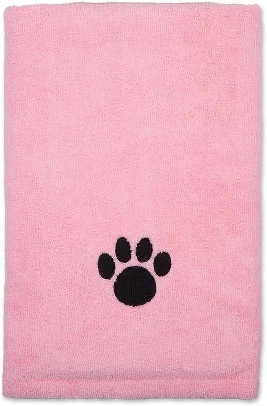 Bone Dry Pet Grooming Microfiber Towel, Embroidered Collection, X-Large,41x23.5, Pink (Pack of 12)