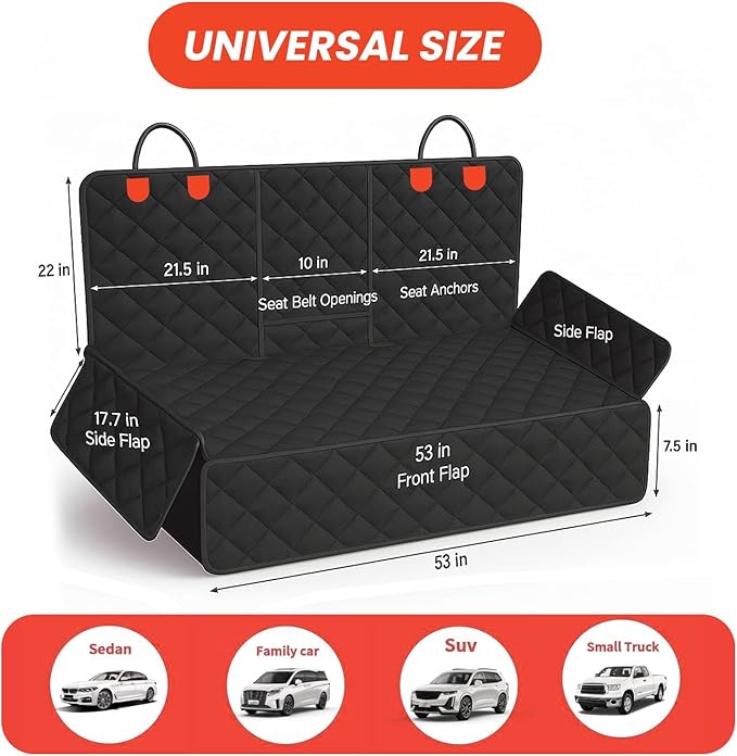 Dog Car Seat Cover Heavy Duty 4 Layer seat Cover hammok 600D, Non-Slip, ScratchProof, Waterproof, Universal Fit for Cars, Trucks & SUVs, Protects Against Spills, Dirt & Damage