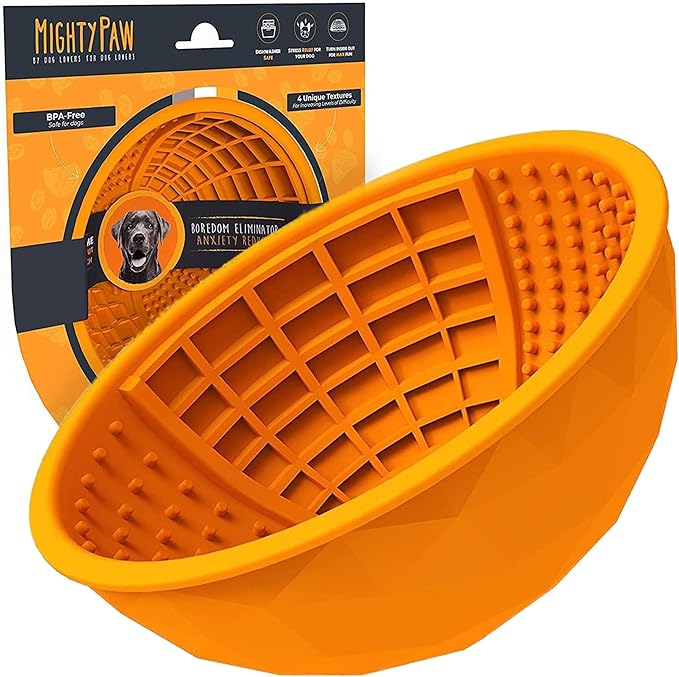 Mighty Paw Dog Slow Feeder Bowl - Interactive BPA-Free Silicone Lick Bowl for Dogs - Easy to Clean, Keeps Pets Entertained, Provides Mental Enrichment