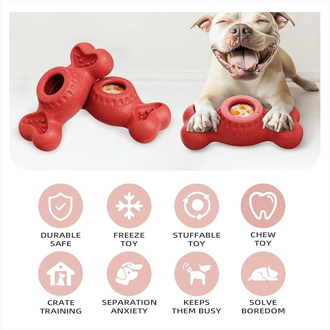Dog Frozen Treat Toys to Keep Them Busy - Interactive Dog Puzzle Toys with Frozen Mold, Indestructible Aggressive Chew Toys for Large Dogs, Food Grade-Easy to Clean-Reduce Anxiety-Safe Chewing