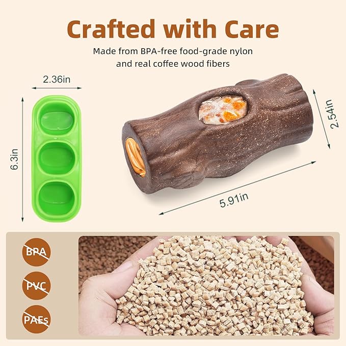 2 Pack Dog Toys for Aggressive Chewers, Interactive Indestructible Dog Toys to Keep Them Busy, Durable Dog Frozen Treat Toy for Large & Medium Dogs, Reduces Anxiety & Extends Playtime, Brown