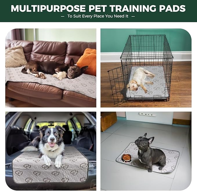 FXW Washable Pee Pads for Dogs, Puppy Pads with Super Absorbent, Specifically Designed for 36inch Cages, 23" x 35" Rectangle, Khaki, 2 Packs