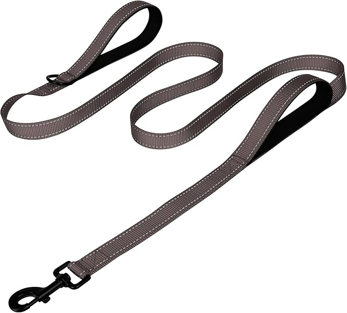 Joytale Dog Leash Heavy Duty for Large Dogs That Pull, Double Handle for Traffic Control, Double-Sided Reflective Leashes for Large Medium Dogs Night Safety, 6FT, Brown