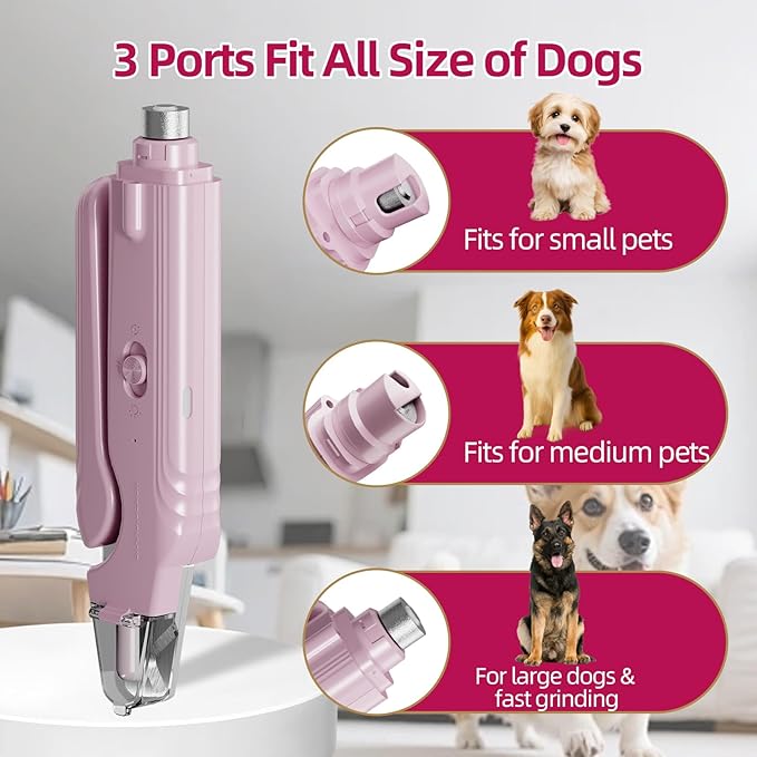 KWV 2 in 1 Cat Nail Clippers & Dog Nail Clippers Trimmers for Medium Small Dogs Cats Claw Trimmer Quick Sensor USB Rechargeable with 2 LED Lights Dogs Nail Trimmer (Pink-Not for Black Nails)