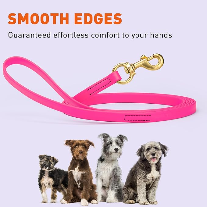 Viper Biothane K9 Working Dog Leash Waterproof Lead for Tracking Training Schutzhund Odor-Proof Long Line with Solid Brass Snap for Puppy Medium and Large Dogs, 15ft Passionfruit Pink