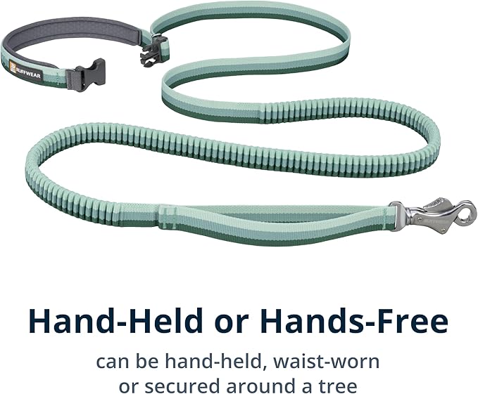 Ruffwear, Roamer Bungee Dog Leash for Running, Biking or Hiking, Can be Used Hand-Held or Hands-Free, River Rock Green, 5.5'-7'