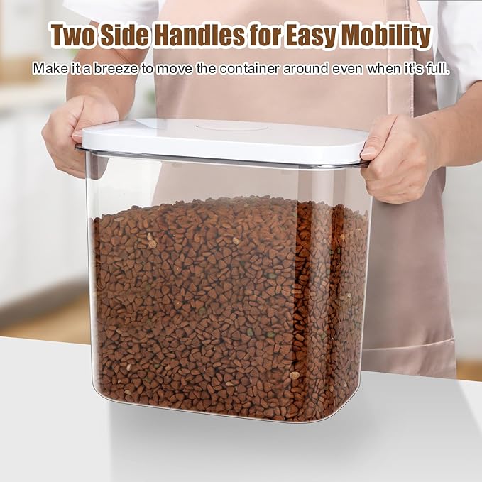 TBMax Dog Cat Food Storage Container 12-15 Lbs with Easy-Carrying Handles, Stackable Pet Food Dog Treat Container with Pop Up Lids, Airtight Food Storage Bin for Kitchen Organization