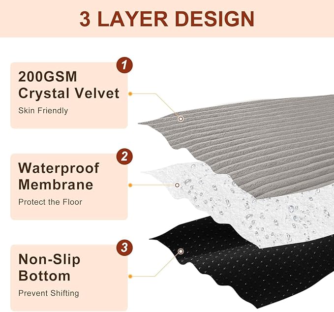 BEAUTYZOO Waterproof Dog Bed Cover Replacement Washable, Soft Plush Dog Bed Covers Removable with Zipper, Antislip Noiseless Ped Hair Pee Resistant Bedding Liner for Puppy Cat, 40x30inch, Grey XL