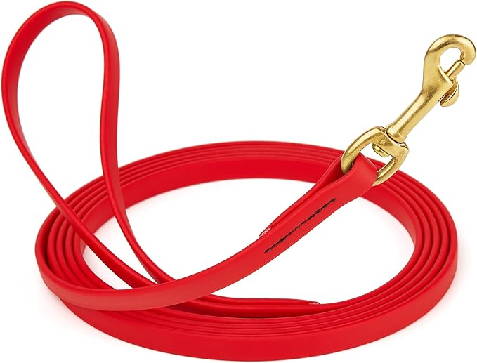 Viper Biothane K9 Working Dog Leash Waterproof Lead for Tracking Training Schutzhund Odor-Proof Long Line with Solid Brass Snap for Puppy Medium and Large Dogs, 10ft Cherry Red