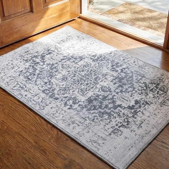 Muddy Mat짰 Frostbell 2ft x 3ft Washable Area Rugs for Living Room, Bedroom & Dining Room ??Modern Soft Low Pile Non Slip Carpet ??Pet Friendly Waterproof Foldable Rugs for Home
