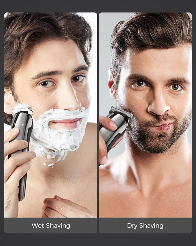 Brightup Beard Trimmer for Men - Electric Razor & Shaver, Cordless Hair Clippers Trimmers Set, IPX7 Waterproof Mens Grooming Kit for Shaving Face, Mustache, Body, Ear, Nose Hair Trimmer, Gifts for Men