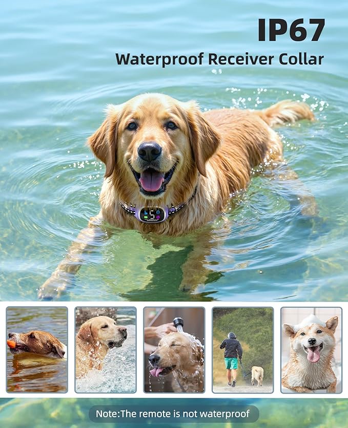 2-in-1 Dog Shock Collar and Bark Collar for Dogs – 3300FT Dog Training Collar with Remote, IP67 Waterproof e Collar with Anti-Bark/Beep/Vibration/Shock Modes for Small Medium Large Dog(8-120Lbs)