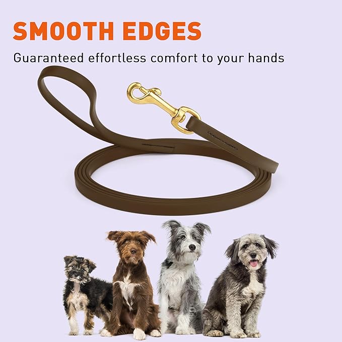 Viper Biothane K9 Working Dog Leash Waterproof Lead for Tracking Training Schutzhund Odor-Proof Long Line with Solid Brass Snap for Puppy Medium and Large Dogs, 15ft Dark Chocolate Brown