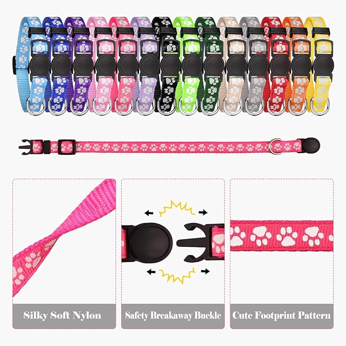 14 PCS Puppy Collars for Litter Puppy ID Collars Glow in The Dark Whelping Supplies Soft Nylon Breakaway Coloured Collars with 2 ID Tags(M)