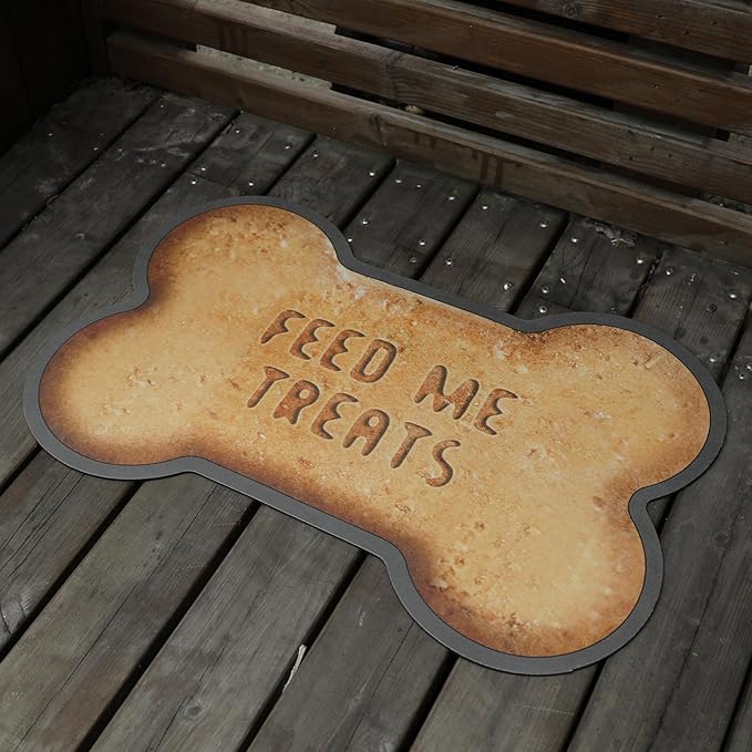 Le couranT Dog Food Plastic Placemat Bone Shaped Water Absorbent Pet Food Mat, Non Slip Placemat for Pets Bowl and Water,Pet Feeding Mat, Quick Dry Water Dispenser Mat, Bone Shaped -16x24 in