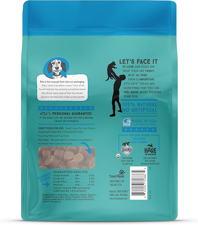 etta says! Sit Training Treats - All Natural Chicken Soft Treats for Dogs - Made in The USA - Soft & Chewy for Small, Medium & Large Dogs or Puppies