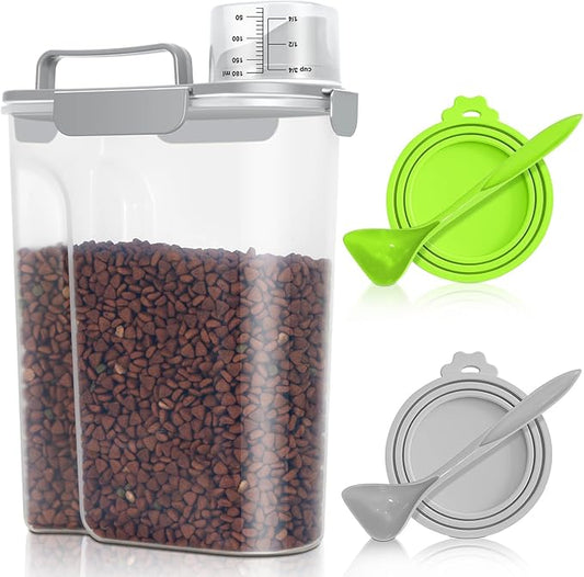 TBMax Cat Dog Food Storage Container 5 to 7 lbs with Pet Can Cover and Mixing Spoon, Airtight Pet Food Bird Seed Dispenser, Portable Travel Kibble Container for Travel Daily Use