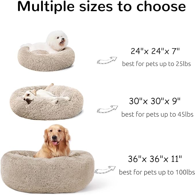 HACHIKITTY Calming Donut Cuddler Dog Bed, Indoor Puppy Beds for Large Dogs, XLarge 36''