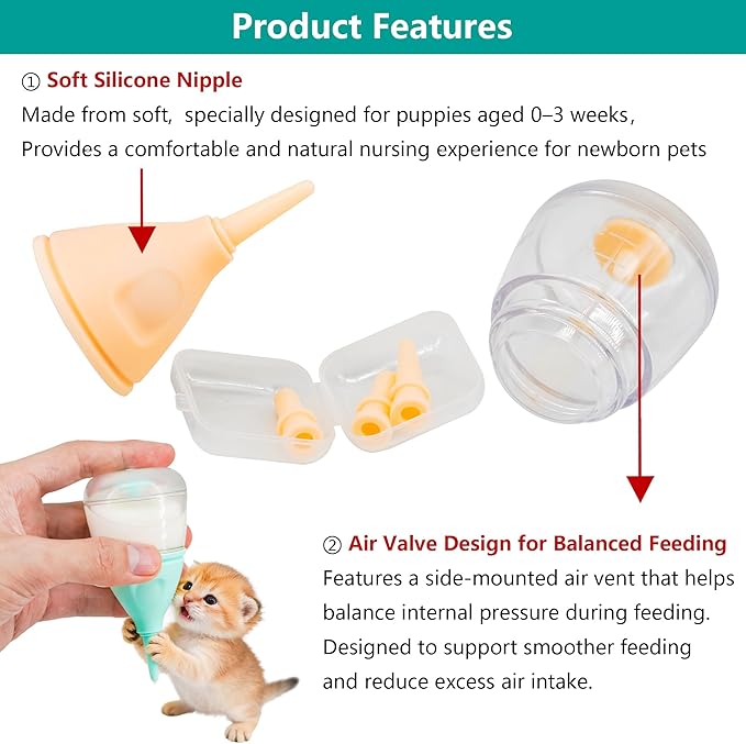 Pet Feeding Bottle for Puppies and Kittens,40ml Cyan