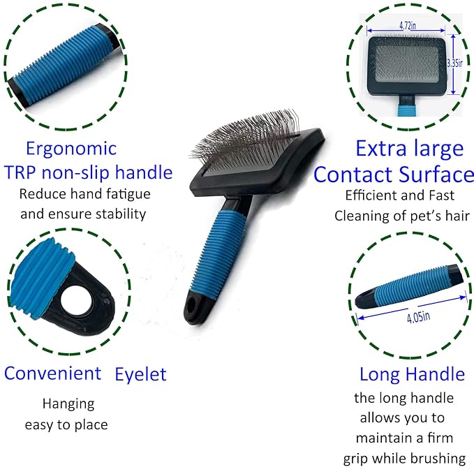 Dog Brush For Long Haired Dogs Poodles-Dog brushes for grooming&shedding-Large Firm Slicker Brush for Goldendoodles-With Soft Massage Grooming Stainless Steel Pins, Pet Grooming Wire Brush-25mm(1")
