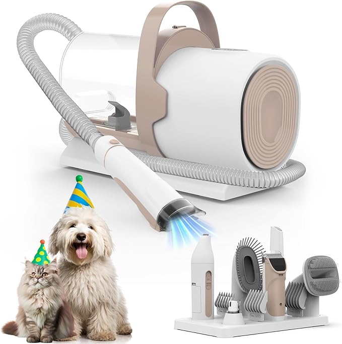 Dog Grooming Vacuum, Pet Grooming Kit, Dog Clipper Nail Trimmer Grinder, 2.5L Dust Cup 7 Grooming Tools 11000Pa Dog Vacuum for Shedding Grooming, Pet Grooming Vacuum for Dogs, Home Cleaning, PG50 Plus