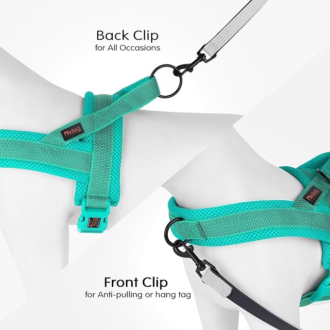 Didog No Pull Dog Harness with Breathable Mesh Padded, Full Reflective & Quick Fit Adjustable Vest Harness, Easy for Training Walking for Small & Medium and Large Dogs (Green, S:Chest 18-22")