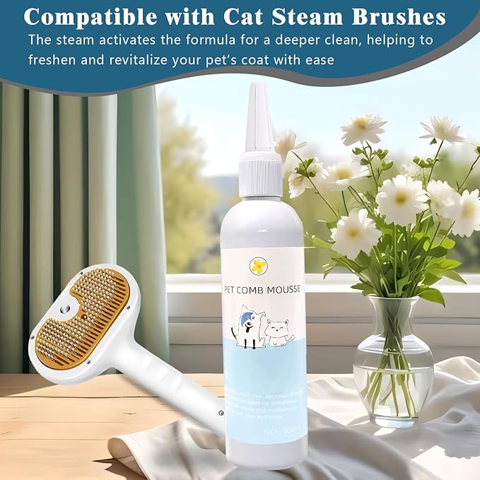 Pet Steam Brush Spray Refill for Dogs & Cats – Concentrated Waterless Shampoo, 3-in-1 Grooming Spray Comb Mist, 1*Shampoo(Steam Brush not Included)