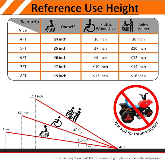 Portable Wheelchair Ramp 4FT, 48" L x 29" W Non-Skid Aluminum Foldable Handicap Ramps for Steps, 800lbs Capacity Threshold Ramps, Lightweight with Handle, for Home,Stairs,Doorways,Curbs (4FT)