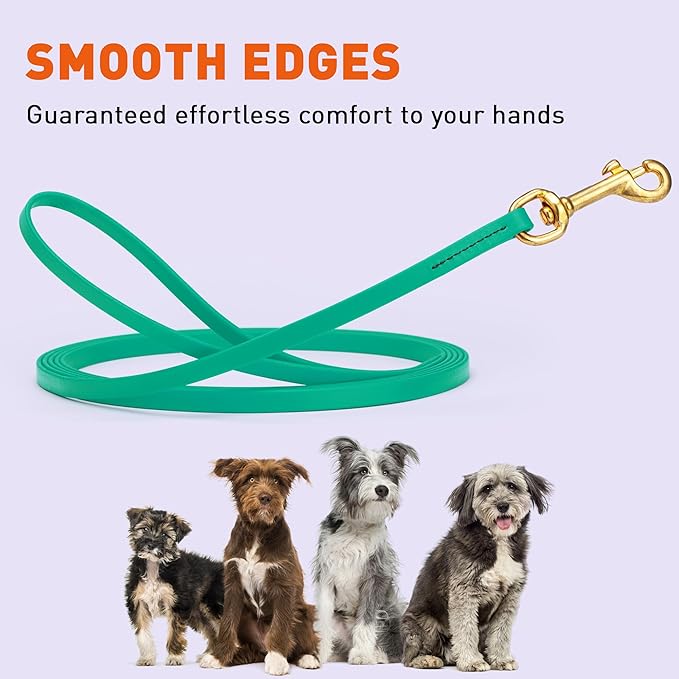 Viper Biothane K9 Working Dog Leash Waterproof Lead for Tracking Training Schutzhund Odor-Proof Long Line with Solid Brass Snap for Puppy Medium and Large Dogs, 33ft Teal