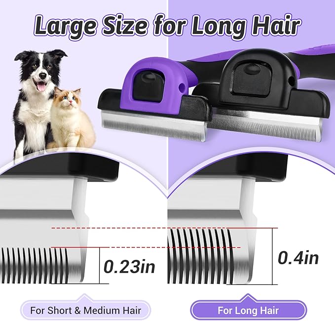 MIU COLOR Long Hair Pet Grooming Brush, Deshedding Tool for Medium and Large Dogs & Cats, Effectively Reduces Shedding by up to 95% for Pet Hair, Purple