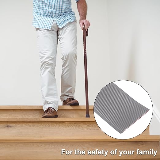 Gaahing Heavy Duty Anti-Slip Stair Treads, Peel and Stick Rubber Grip Strip for Outdoor Indoor Steps & Ramps (196.8" L x 4" W, Grey)