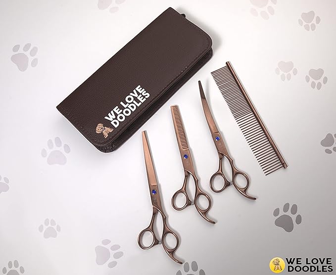 We Love Doodles Small Slicker Brush For Dogs & Dog Grooming Scissors Kit